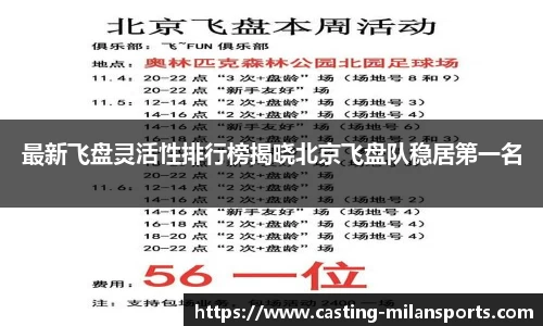 最新飞盘灵活性排行榜揭晓北京飞盘队稳居第一名